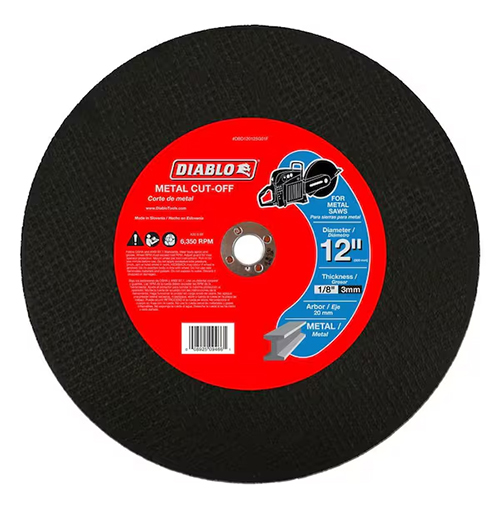 12" DIABLO HIGH SPEED METAL CUTTING DISC (20MM ARBOR)