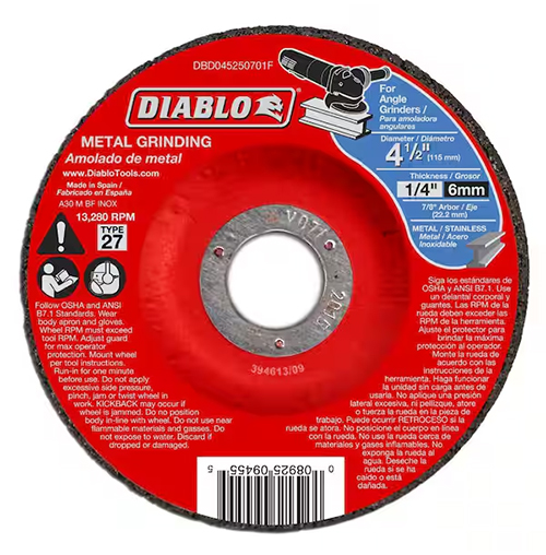 4.5" DIABLO TYPE 27 GRINDING DISC